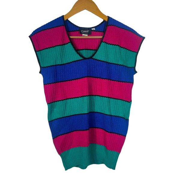 Vintage Multicolor Striped Sweater Top Size Medium - Picture 1 of 8